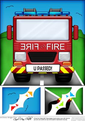 8 x 8 Fire Engine U Passed Scalloped Corner Topper