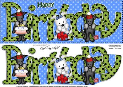 Westie & Scottie Dogs Large Dl Birthday 3D Decoupage