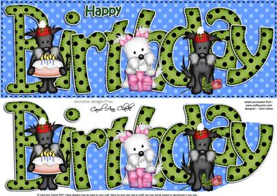 Westie & Scottie Dogs Large Dl Birthday 3D Decoupage