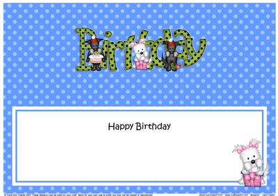Westie & Scottie Dogs Bithday Matching Large Dl Insert