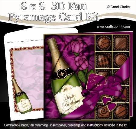 8 x 8 Birthday Champers Chocs & Roses Fan Pyramage Kit