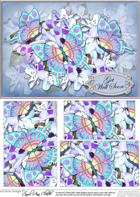 A5 Get Well Flowers & Butterfly Pyramage Topper