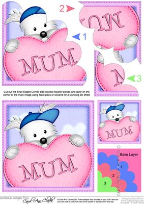 Westie Dog's Heart for Mum Shell Edged Corner Side Stacker