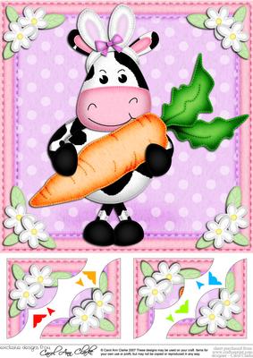 8 x 8 Milly Moo Cow's Bunny Ears Scalloped Corner Topper