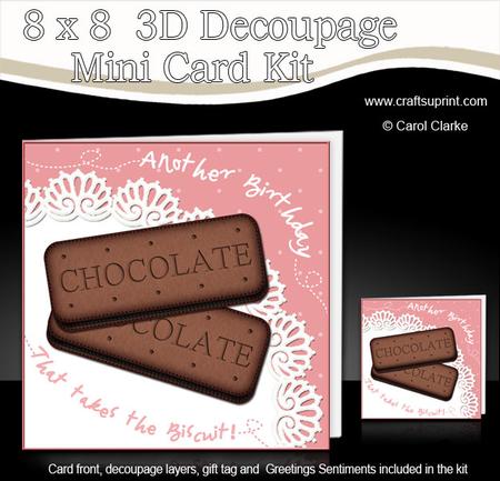 8 x 8 Bourbon Biscuits Birthday Mini Kit with 3D Decoupage
