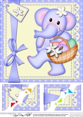 8 x 8 Lola Elephant's Easter Basket Scalloped Corner Topper
