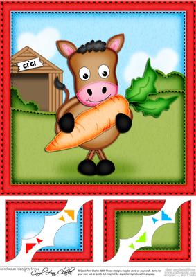 8 x 8 Gigi the Horse's Carrot Scalloped Corner Topper