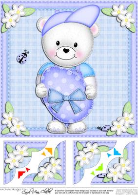 8 x 8 Teddy Ed's Easter Egg Scalloped Corner Topper
