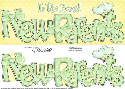 Large Dl New Parents Felties Card & 3D Decoupage