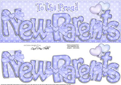 Large Dl New Parents Felties Card & 3D Decoupage