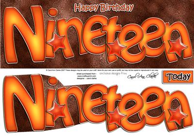 19th Birthday Large Dl Quick Card N 3D Decoupage
