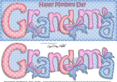Large Dl Mothers Day Grandma Butterflies Card & 3D Decoupage