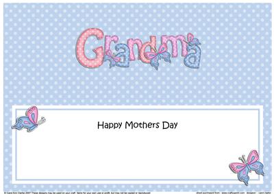 Mothers Day Grandma Butterflies Large Dl Matching Insert