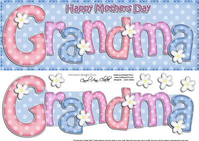 Large Dl Mothers Day Grandma Quick Card 3D Decoupage