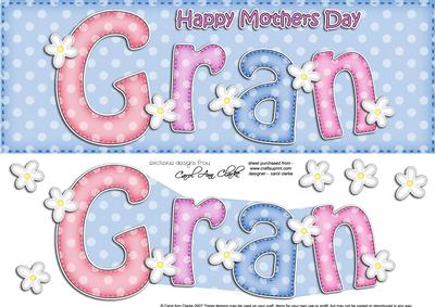 Large Dl Mothers Day Gran Quick Card 3D Decoupage