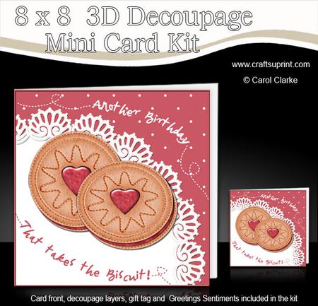 8 x 8 Jammy Dodgers Biscuits Birthday Mini Kit 3D Decoupage