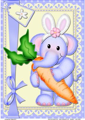 A4 Lola Elephant's Bunny Ears Card Topper