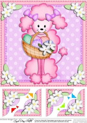 8 x 8 Bon Bon Poodle's Easter Basket Scalloped Corner Topper