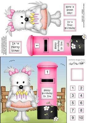 Jess Westie Dog N Postbox Quick Card N 3D Decoupage