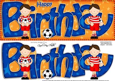 Bazil's Football Birthday Large Dl Quick Card 3D Decoupage