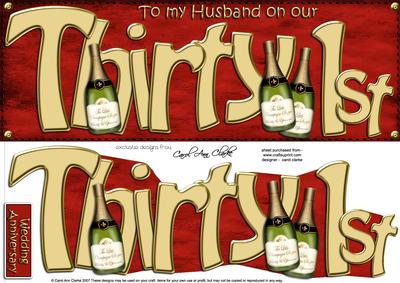 31st Anniversary Husband Large Dl 3D Decoupage