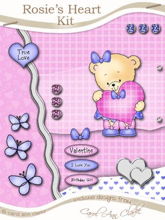 Rosie's Heart Kit Pink with Decoupage