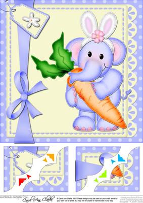 8 x 8 Lola Elephant's Bunny Ears Scalloped Corner Topper