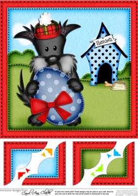 8 x 8 Hamish Scottie Dog's Easter Egg Scalloped Topper