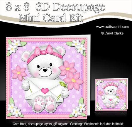 8 x 8 3D Teddy Tess's Letter Mini Kit with 3D Decoupage