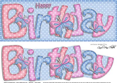 Large Dl Birthday Butterflies Card & 3D Decoupage