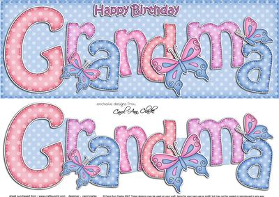 Large Dl Birthday Grandma Butterflies Card & 3D Decoupage
