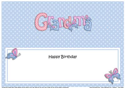 Birthday Grandma Butterflies Large Dl Matching Insert