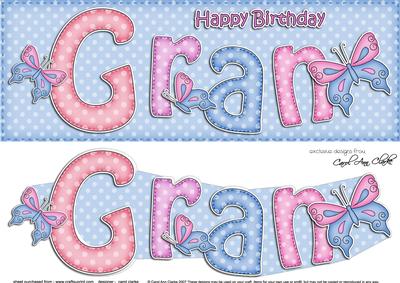Large Dl Birthday Gran Butterflies Card & 3D Decoupage