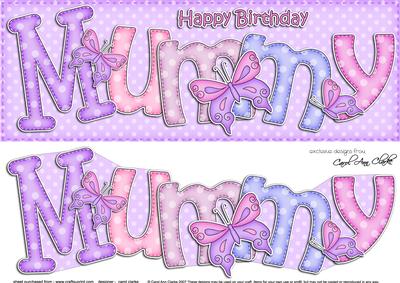 Large Dl Birthday Mummy Butterflies Card & 3D Decoupage