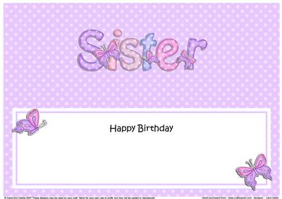Birthday Sister Butterflies Large Dl Matching Insert
