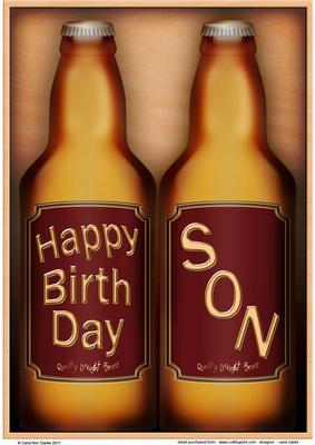 A4 Happy Birthday Son Beer Bottles Gift Set Card Topper