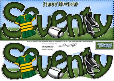 70th Birthday Large Dl Quick Card N 3D Decoupage