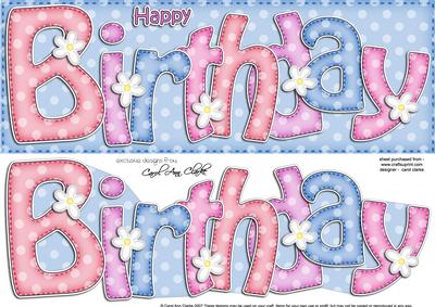 Large Dl Birthday Quick Card N 3D Decoupage