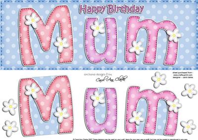 Large Dl Birthday Mum Quick Card N 3D Decoupage