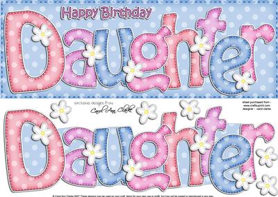 Large Dl Birthday Daughter Quick Card N 3D Decoupage