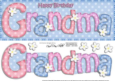 Large Dl Birthday Grandma Quick Card N 3D Decoupage