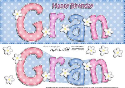 Large Dl Birthday Gran Quick Card N 3D Decoupage