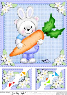 8 x 8 Teddy Ed's Bunny Ears Scalloped Corner Topper