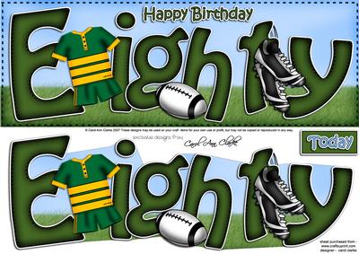 80th Birthday Large Dl Quick Card N 3D Decoupage