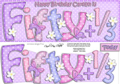 Fifty + 1/3 Birthday Carolyn Large Dl 3D Decoupage