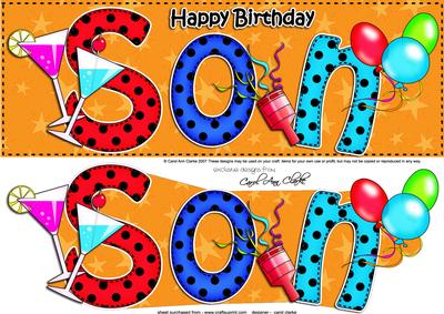 Birthday Son Large Dl 3D Decoupage