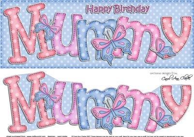 Birthday Mummy Large Dl 3D Decoupage
