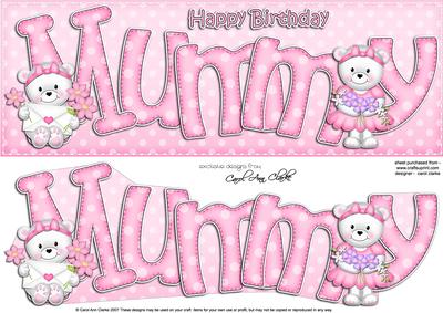 Birthday Mummy Large Dl 3D Decoupage