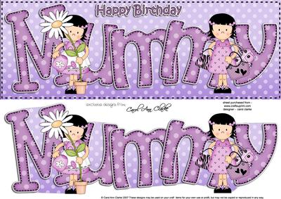 Birthday Mummy Large Dl 3D Decoupage