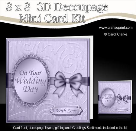 8 x 8 Elegant Metallic Wedding Mini Kit with 3D Decoupage